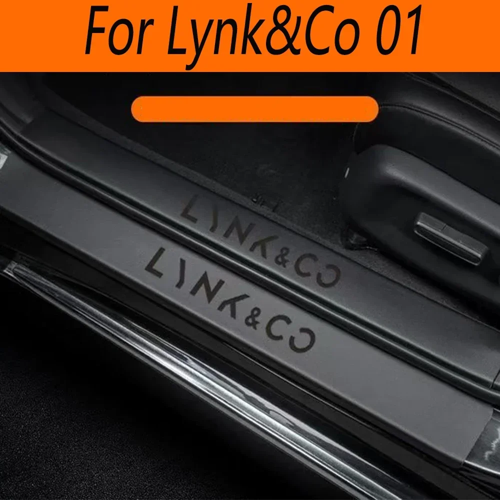 Für Lynk&Co 01 2023 2024 Auto-Einstiegsleisten aus Leder, kratzfest und stoßfest, Türdekorationsstreifen Image