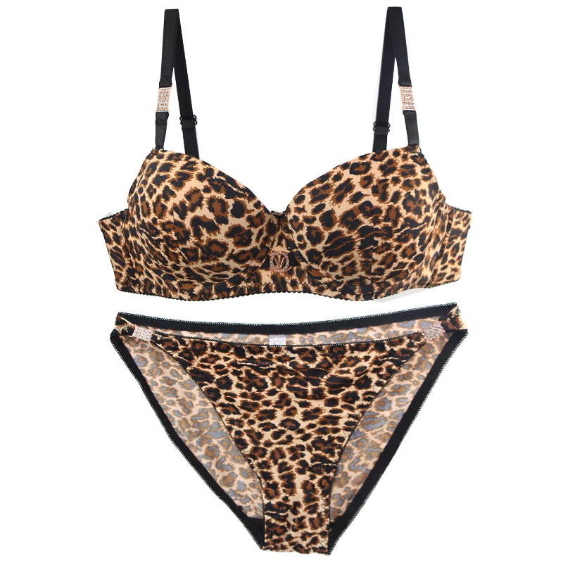 2024 neue Sexy Leopard Print Unterwäsche Für Frauen Push-Up Bh Sets Nahtlose Khaki Beige Schwarz Weibliche Dessous Image