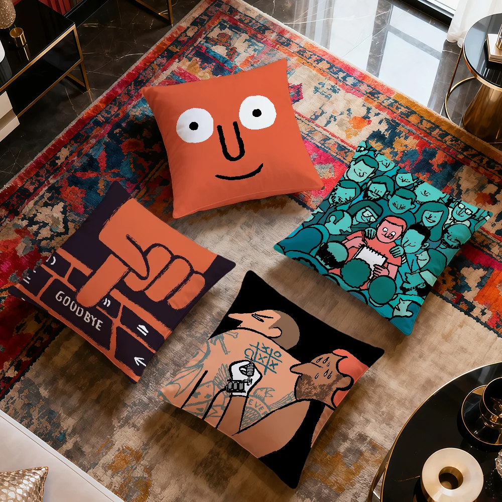 Art Design J-Jean J-Jullien Fun Kissenbezug, weicher, bequemer Kissenbezug für Sofa, Nickerchen, Wohnzimmer, Party, Zuhause, Haustierdekoration, Kissenbezug Image