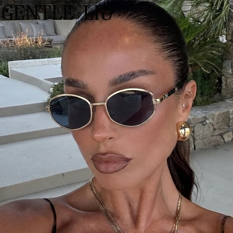 Kleine Sechseckige Punk-Sonnenbrille für Damen 2026 Luxusmarke Polygon Outdoor-Sonnenbrille Vintage Steampunk Fahrbrille Image