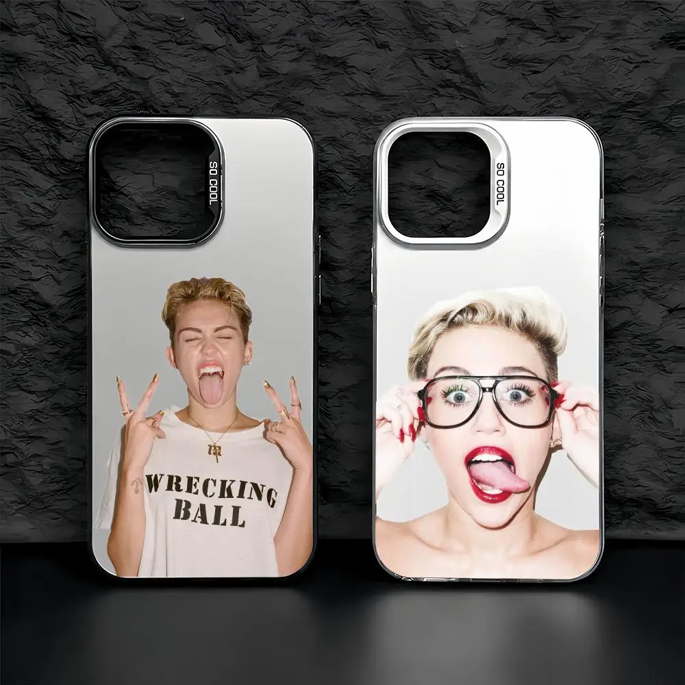 Sängerin Miley Cyrus Handyhülle iPhone 11/12/13/14/15/16/17 Pro Max Aurora TPU Stoßfeste Schlanke Stylische Hülle Image