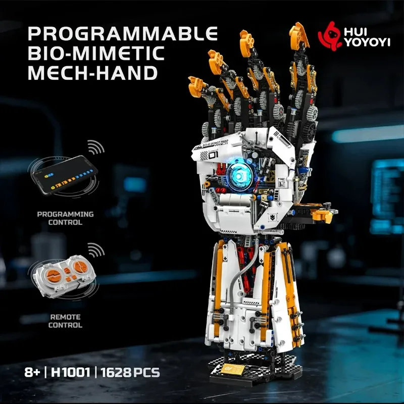 Bionische Roboterhand-Bausatz - Gestensteuerung & Dual-Modus-Fernbedienung, Interaktives Konstruktionsset für MOC/DIY, Kreatives STEM-Spielzeug Image