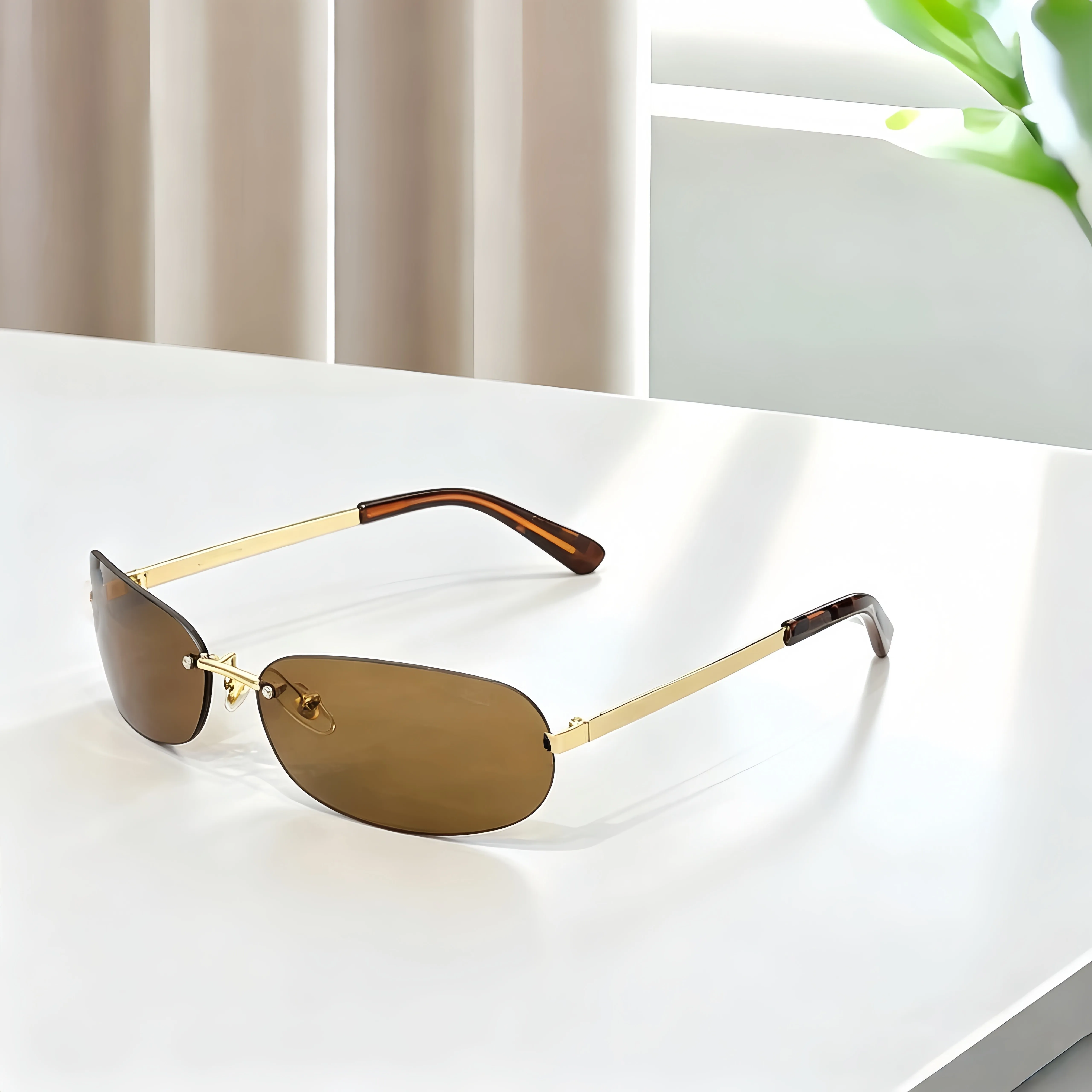 Sommerlicher Verkaufsschlager: Modische Retro-Sonnenbrille ohne Rahmen, UV-Schutz, Outdoor-Sonnenbrille, Unisex-Stil, Geschenkidee (Y2K) Image