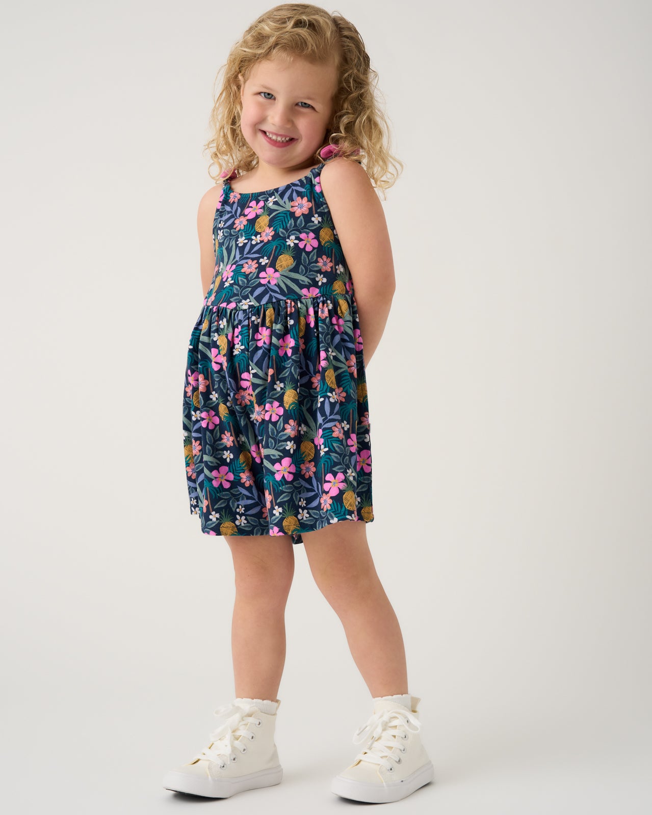 Tropical Garden Bow Strap Romper - 3T