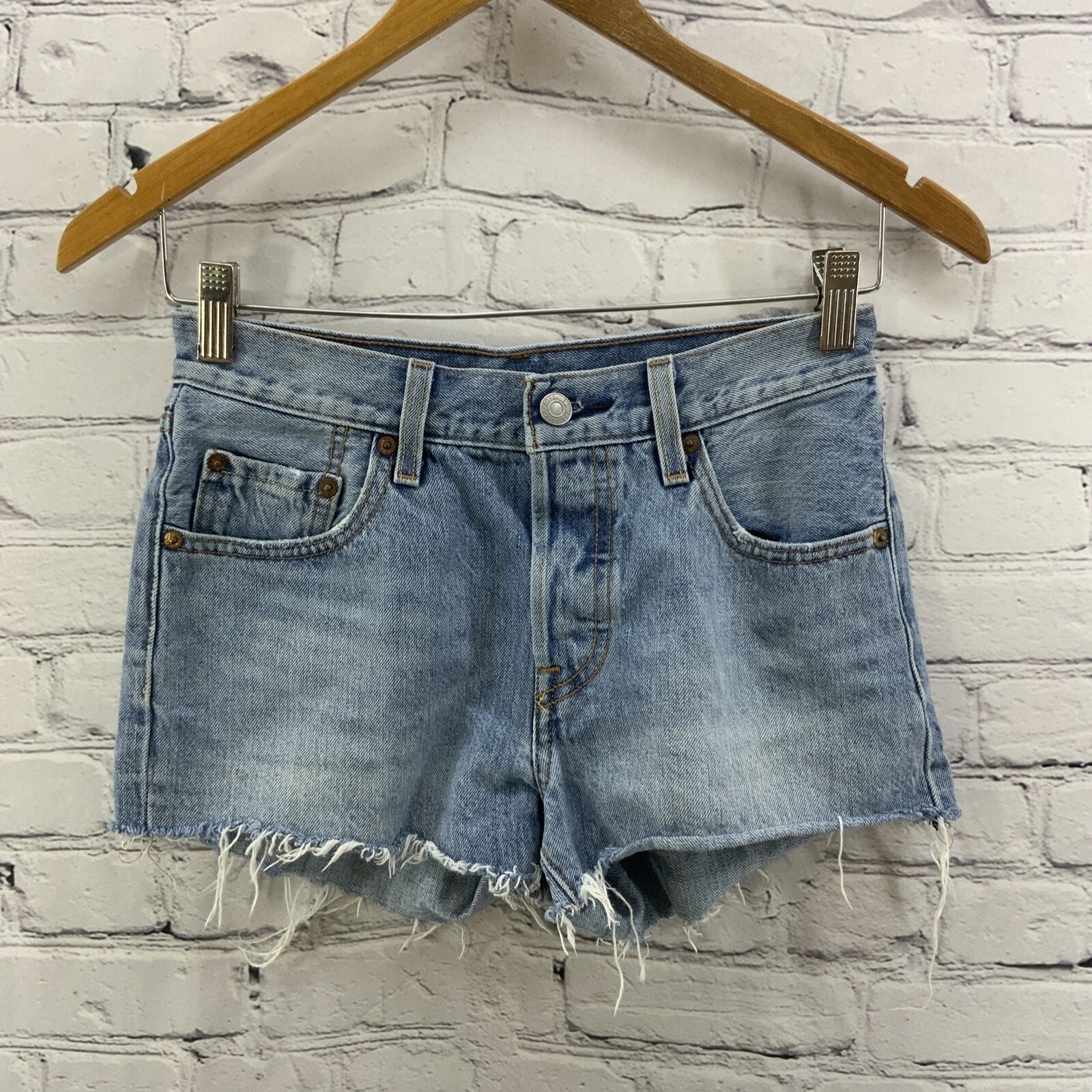 Levi's Shorts | Levi Shorts Sz 24" Waist 501 Button Fly Hot Pants Short Shorts Cutoffs | Color: Blue | Size: 24