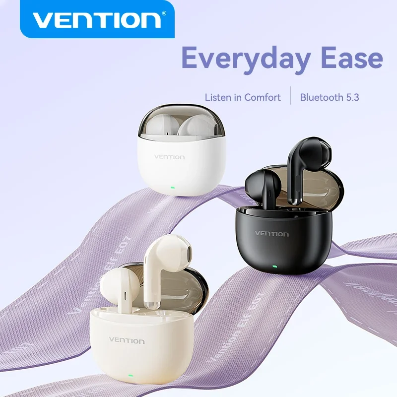 Vention Wireless-Kopfhörer Bluetooth 5.3 Al-basierter ENC Small & Light Smart Touch Controls TWS Wireless Bluetooth-Ohrhörer Elf E07 Image