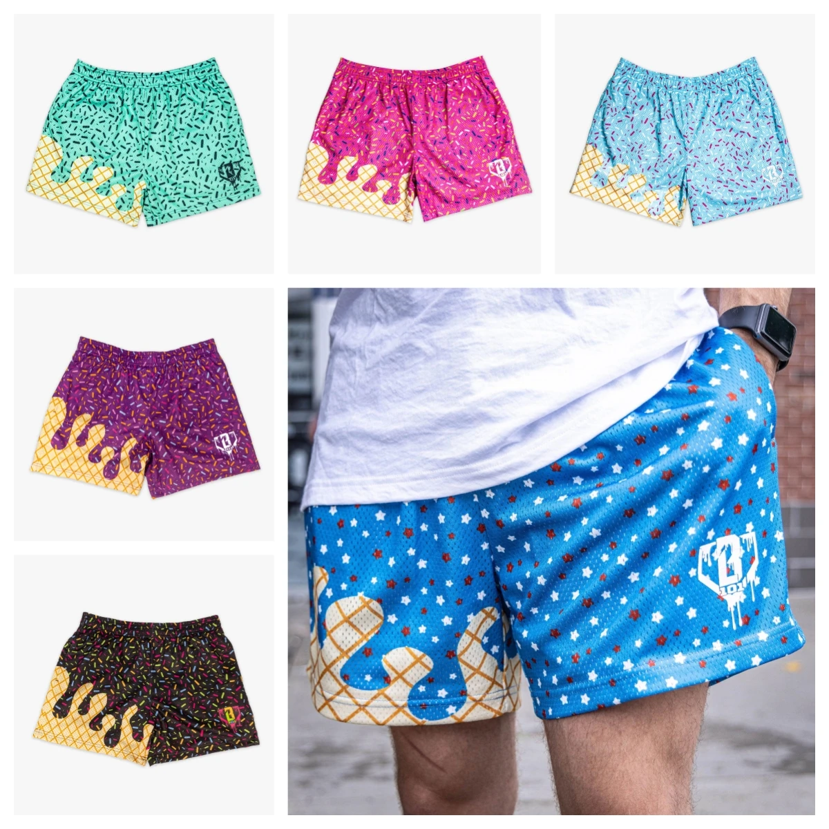 2026 Sommer Mode Neue Baseball 101 Eiscreme-Serie Kinder Freizeit-Strandshorts Erwachsene Atmungsaktive Schnelltrocknende Sportshorts Image