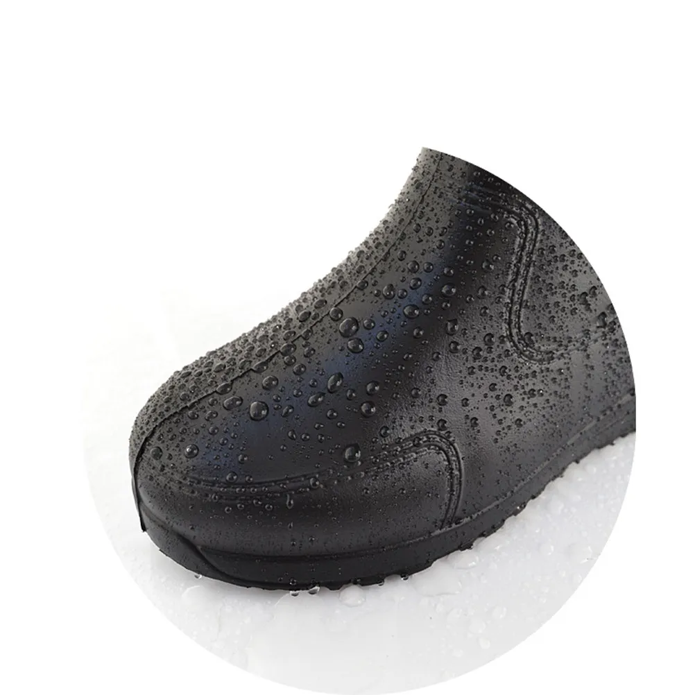 1 Paar rutschfeste, verschleißfeste, säure- und alkalibeständige Regenschuhe, niedrige Stiefel, schwarz, Größe 45, stabiler, dicker Absatz, rutschfest Image