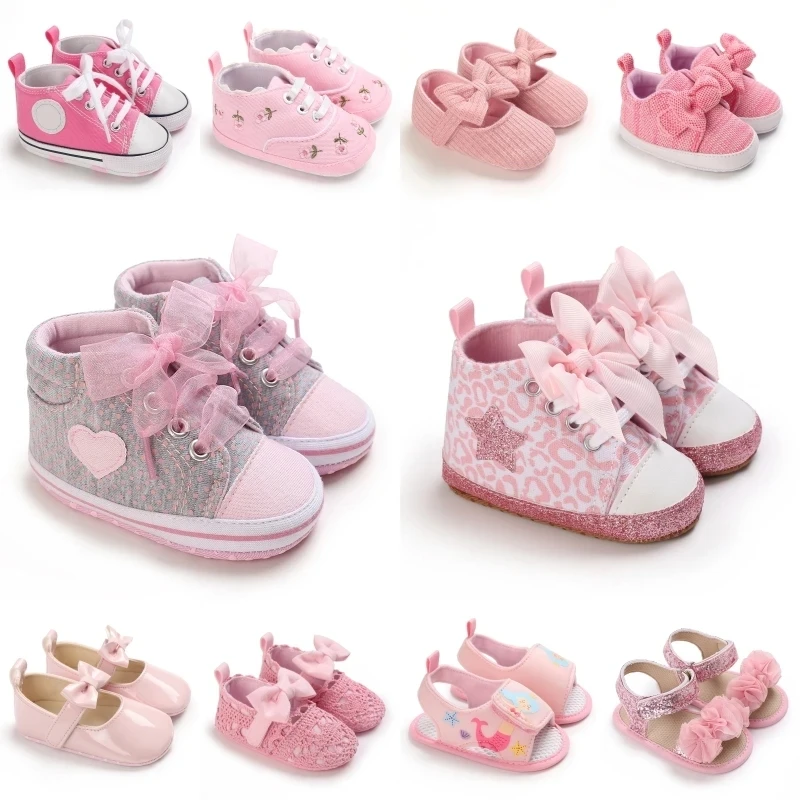 Niedliche und klassische Freizeitschuhe in Rosa für Babymädchen, weiche und bequeme Lauflernschuhe für 0-18 Monate.