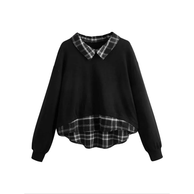 Plus Größe 1XL-5XL Neue Patchwork Frauen Sweatshirt High Street Shirt Pullover Hip Hop Casual