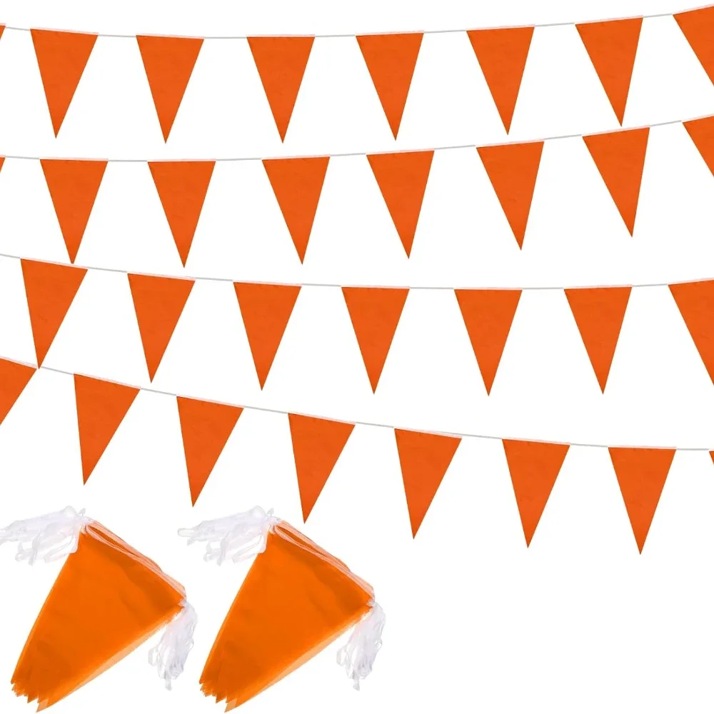 33-Fuß-Banner, Flaggen, Dreieck, Wimpelkette, Wimpel, Girlande für große Abschlussfeier, Geburtstagsfeier, Festival, Feier (Orange) Image