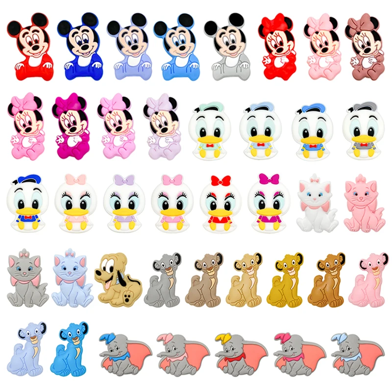 Chaîne de sucette en silicone avec perles de dessin animé, 5 pièces, accessoire de puériculture DIY pour bébé, ornement apaisant