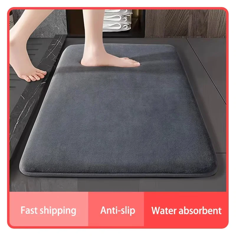 Tapis de sol super absorbant, tapis de bain super absorbant, tapis de salle de bain antidérapant en velours corail, tapis de porte, tapis antidérapant pour salle de bain