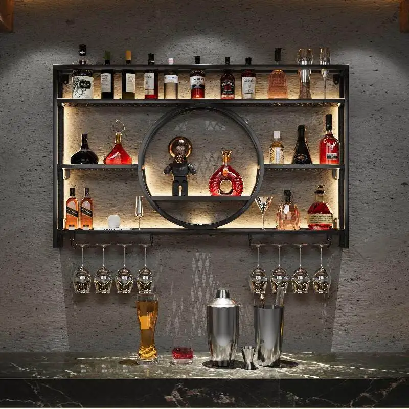 Meuble Bar Mural Nordique Commercial Étroit pour Boissons, Meuble de Rangement pour Barman, Meuble à Vin, Mobilier de Bar