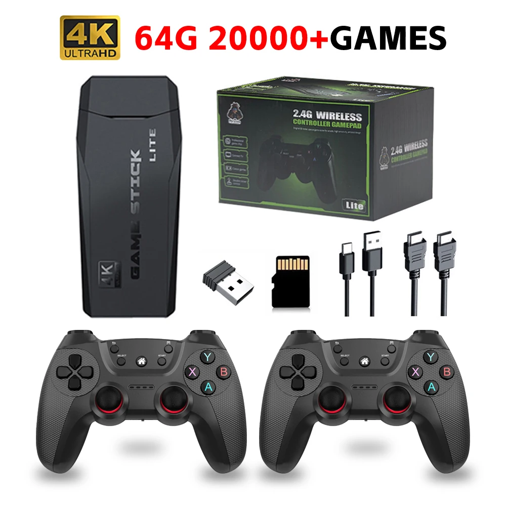 2026NEW M8 Video Game Console 64G 20000 Games Retro handheld Game Console Wireless Controller Lite 4K Game Stick For Xmas Gifts