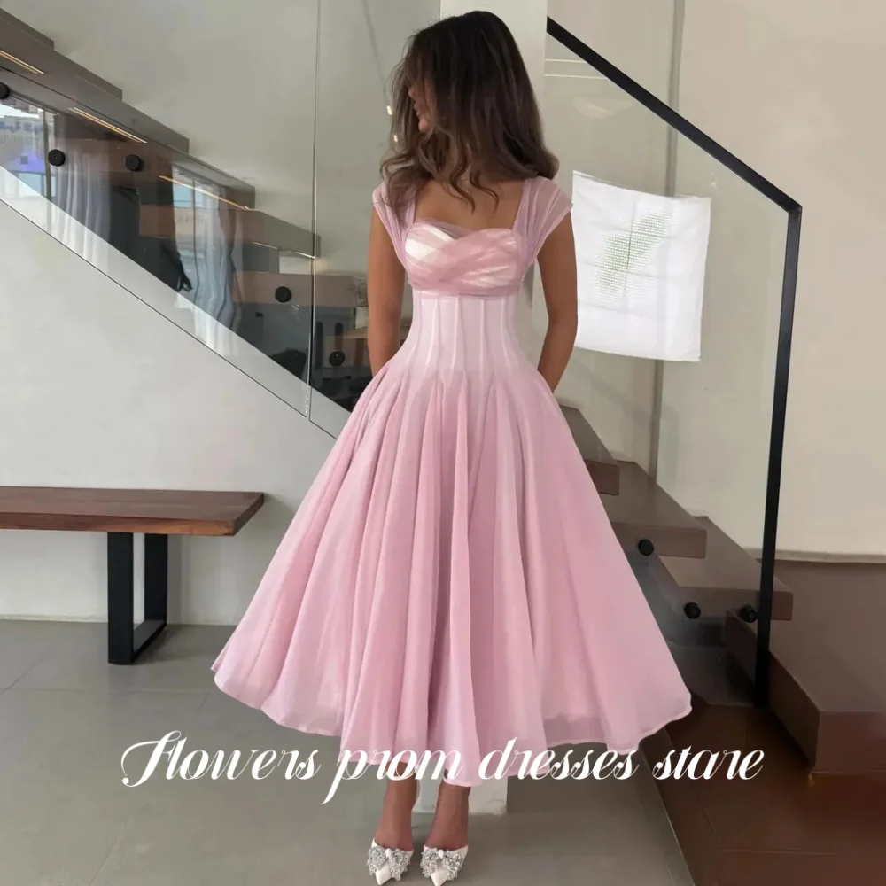 Flowers A Line Prom Dress Sweetheart Party Dress Tulle Pleats Party Dress for Women Princess Gown vestidos de fiesta Customized