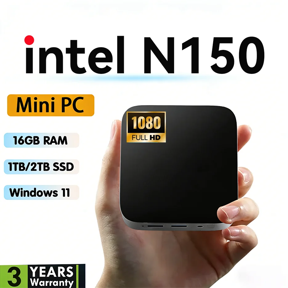 Mini PC HOT Selling Intel N150 CPU 32GB DDR4 512GB 1TB M.2 SSD 1080P USB3.0 1000M Ethernet Gaming PC Desktop Mini Computer