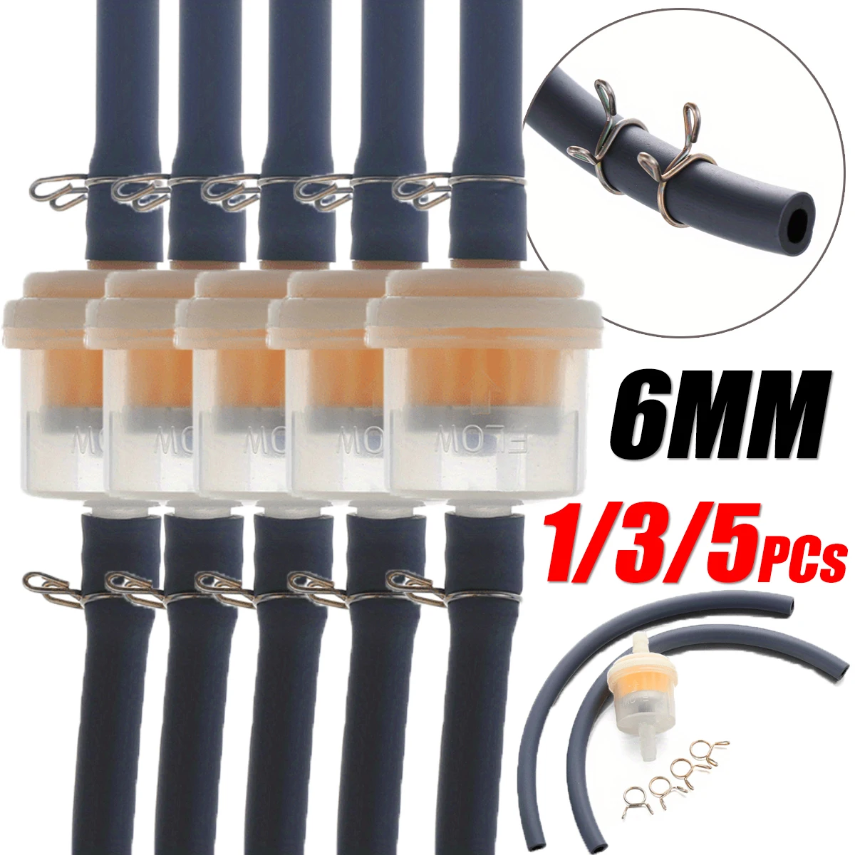 1/3/5PCs 6mm Motorrad Kunststoff Heizöl Filter Rohre Dirt Bike Schlauch Linie Benzin Rohr kraftstoff Benzin Rohre Motorrad Zubehör Image