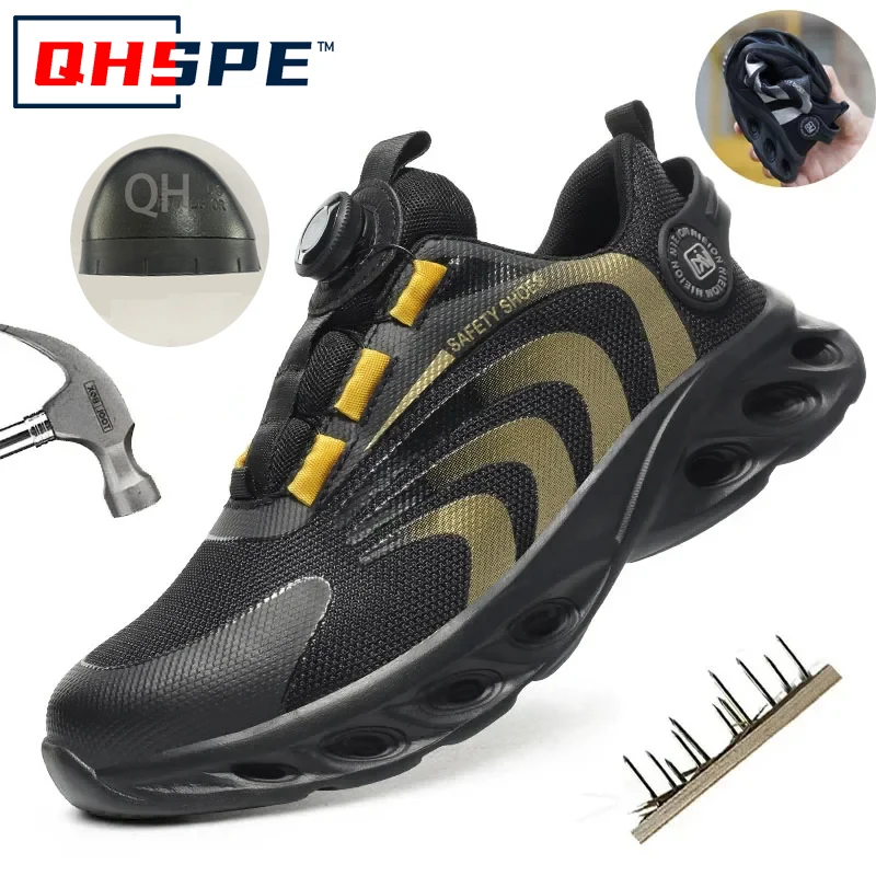 Neue Safetys Schuh Drehknopf Arbeits schuhe Männer Anti-Smash Anti-Pannen-Schuhe Mode Männer Sportschuhe Sicherheits schutzs tiefel