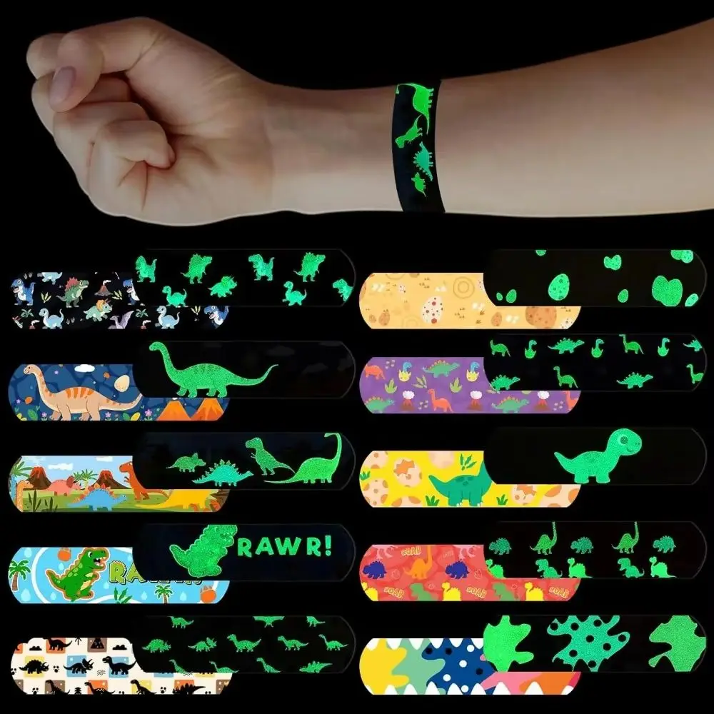 20 Stück/Set Leuchtende Pflaster mit Cartoon-Motiven (Dinosaurier, Pferd, Stern, Herz) Erste-Hilfe-Streifen Wundverband Klebeband Selbstklebende Bandagen Image