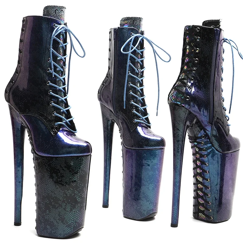 Leecabe 26CM/10 Zoll Schlange PU Obermaterial Farbverlauf sexy exotische High Heel Plattform Party Schuhe Stripper Ferse Pole Dance Stiefel