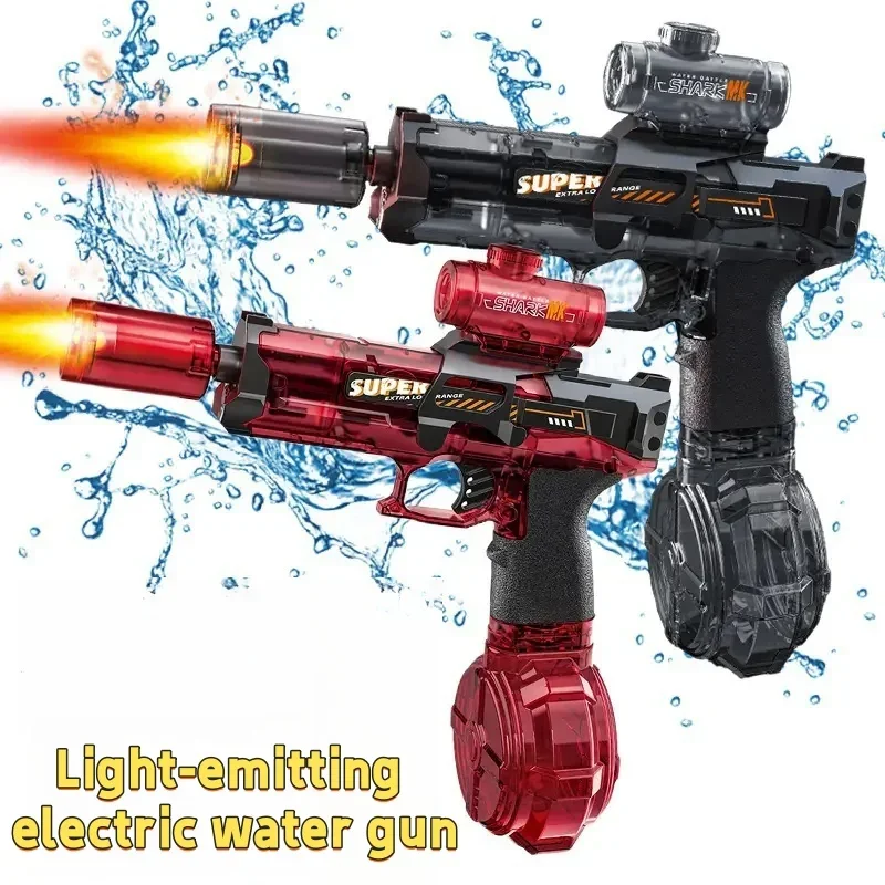 Led Licht Emittierende Elektrische Wasser Pistole Spielzeug Kinder Automatische Sensor Lichter Wasser Pistole Sommer Im Freien Strand Pool Spielzeug für Kinder Image