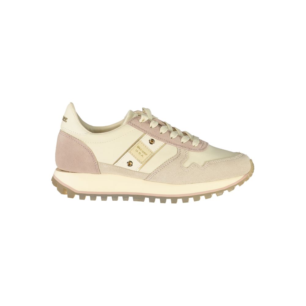 Blauer Beige Leder Damen Sneaker EU 36