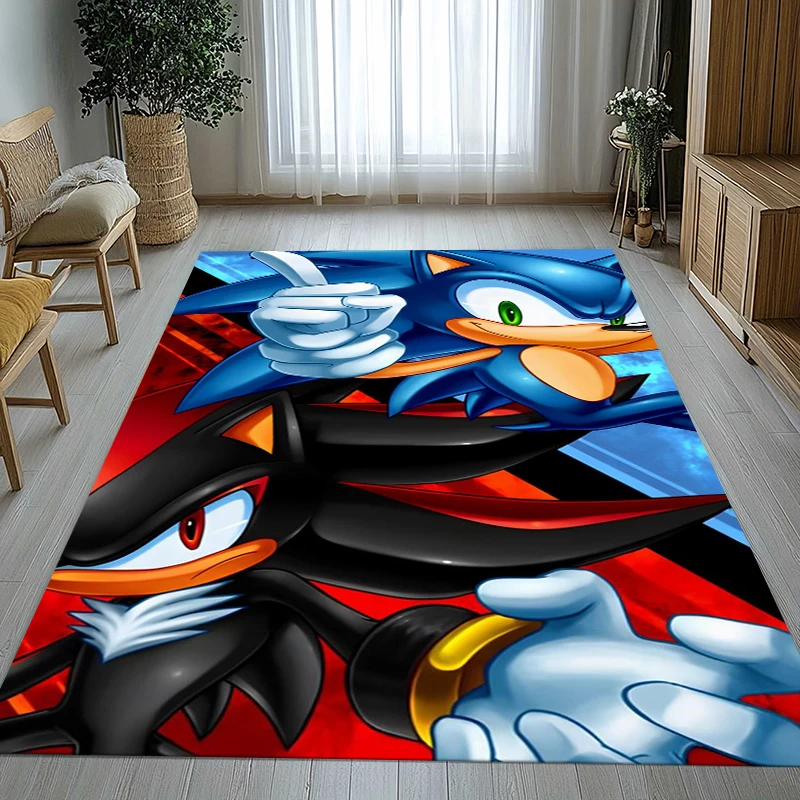 Retro S-Sonic Cartoon Games Wohnzimmer-Teppich, rutschfester Teppich, weicher Teppich für Schlafzimmer, Kinderzimmer, Sofa, Heimdekoration, Fußmatte, Geschenk Image