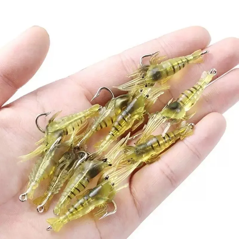 10 Stück 4 cm 1,3 g ultra-realistischer weicher Garnelenköder – bionische Imitation einer Garnelen, lebensechte Schwimmaktion, Angelköder für Süßwasser Image