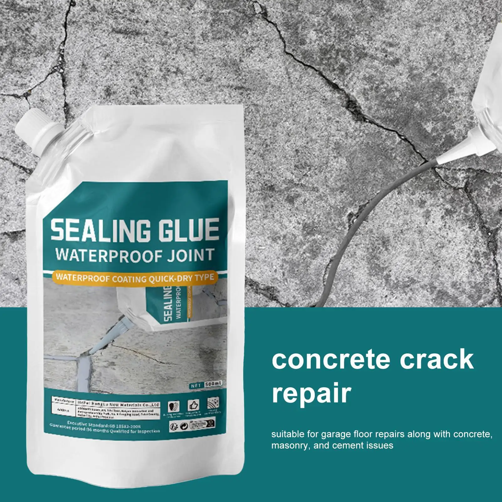 500ml Asphalt-Vergusskleber Beton-Bodenriss-Reparatur Schnelltrocknender Starker Klebstoff Füllflüssigkeit für Rissige Fliesen