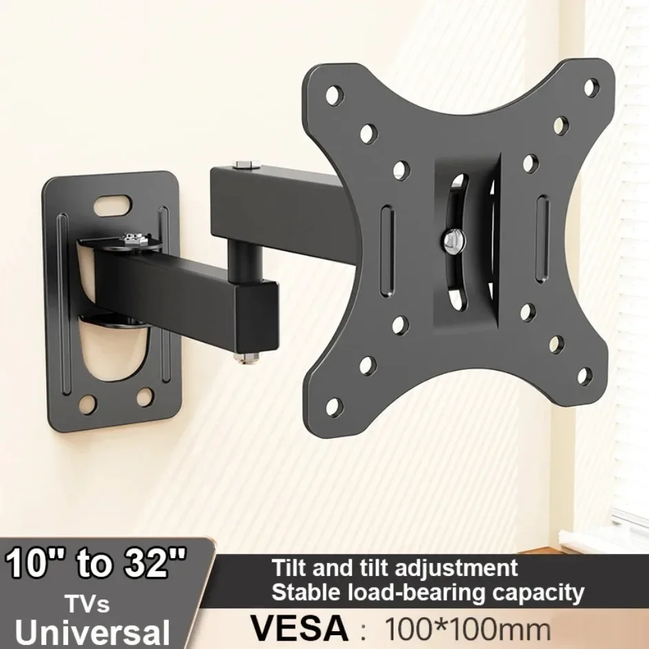 Vollbewegliche TV-Monitor-Wandhalterung für 11-15 kg, Neigung ±15° ° Schwenkbar ±90° ° Aluminium-Eisen-Konstruktion für 10-32 Zoll Bildschirme Image