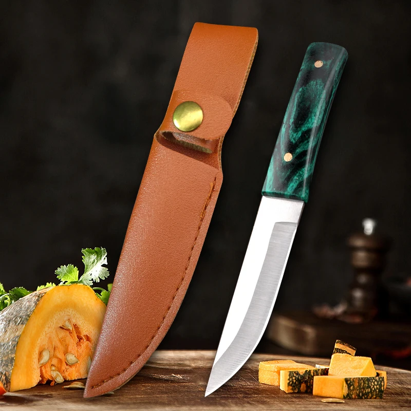 Edelstahl Schneide messer 5 cr15 geschmiedeter Koch Metzger Fleisch beil Obst messer abs Griff Küche Ausbein messer mit Scheide Image