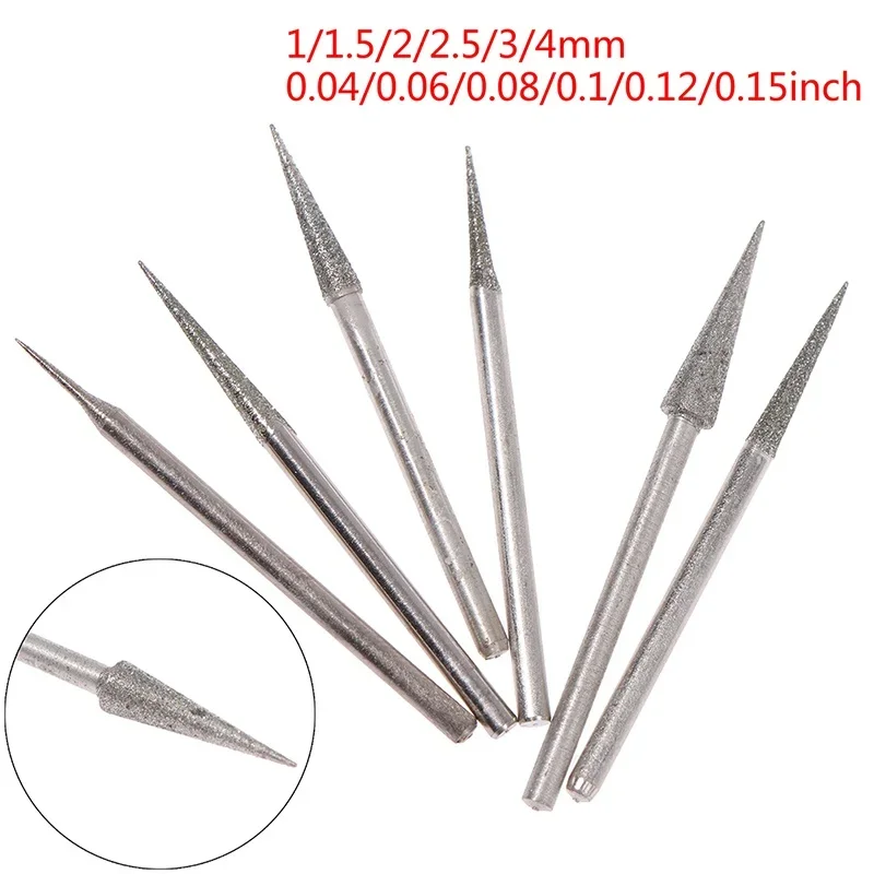 6 Stücke 1-4mm Diamant Schleifkopf Nadel Bits Grate Gravur Schnitzwerkzeug 2,35mm Schaft D Image
