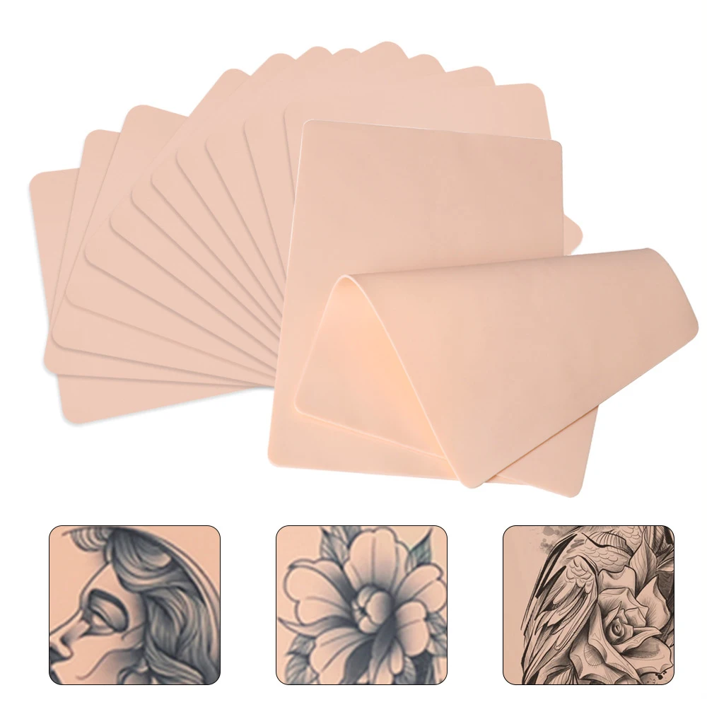 1/3 Stück Silikon-Tattoo-Übungshaut, 1 mm dick, professionelle doppelte künstliche Tattoo-Haut für Permanent Make-up und Tattoo-Anfänger Image