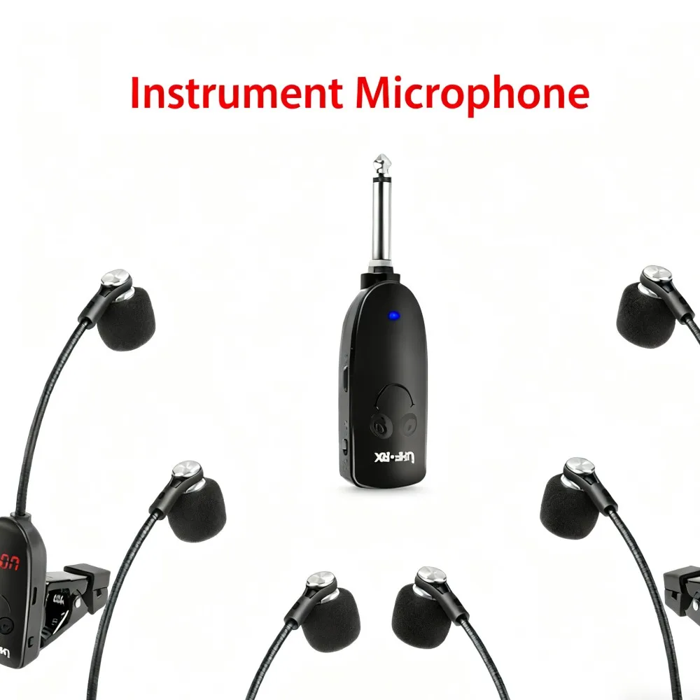 Drahtloses Mikrofon für Saxophon, Trompete, Posaune – spezieller Tonabnehmerverstärker für Musikinstrumente im Freien Image