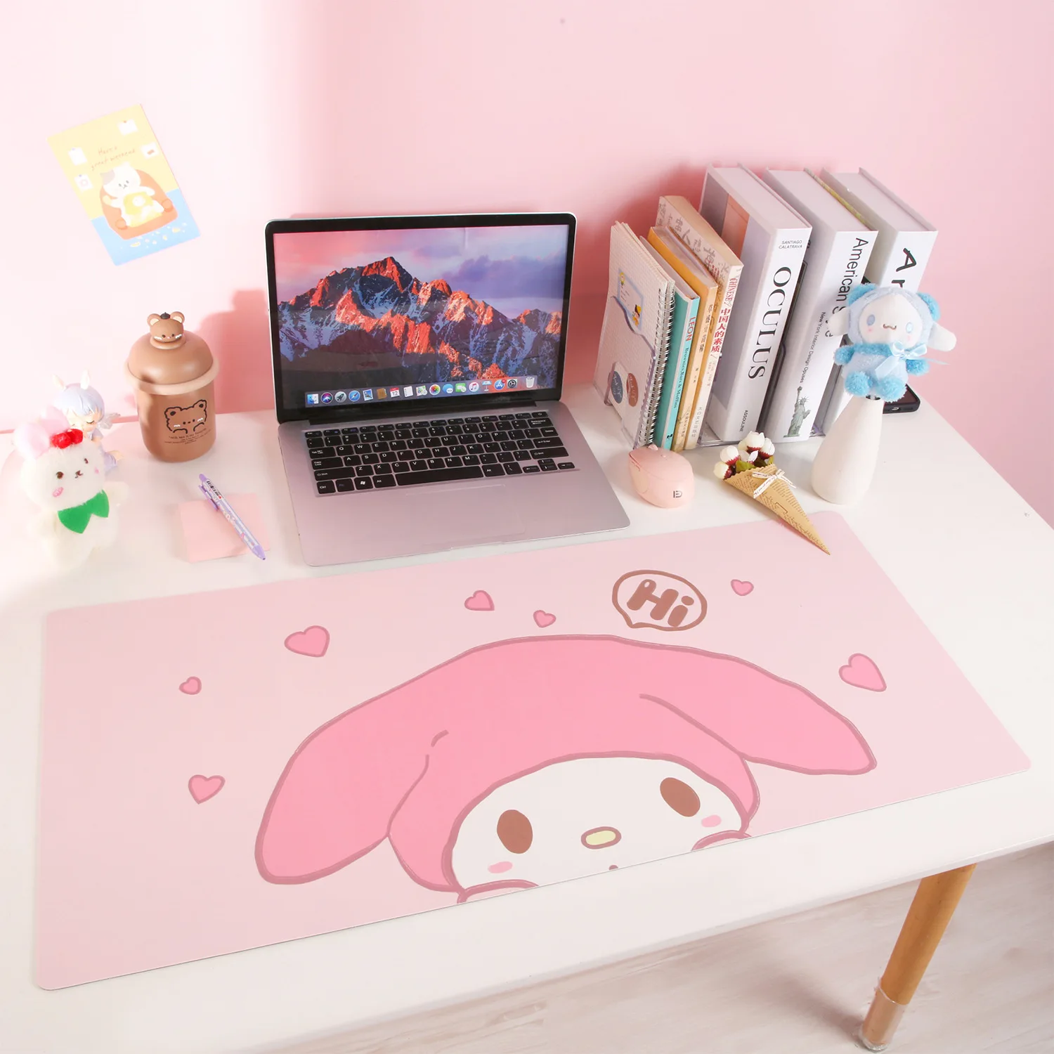80/35 cm Hello Kitty Kuromi Büro-Schreibtischunterlage Melody Cinnamoroll Rutschfeste große Tastatur-Mausunterlage Game Pads PC-Zubehör