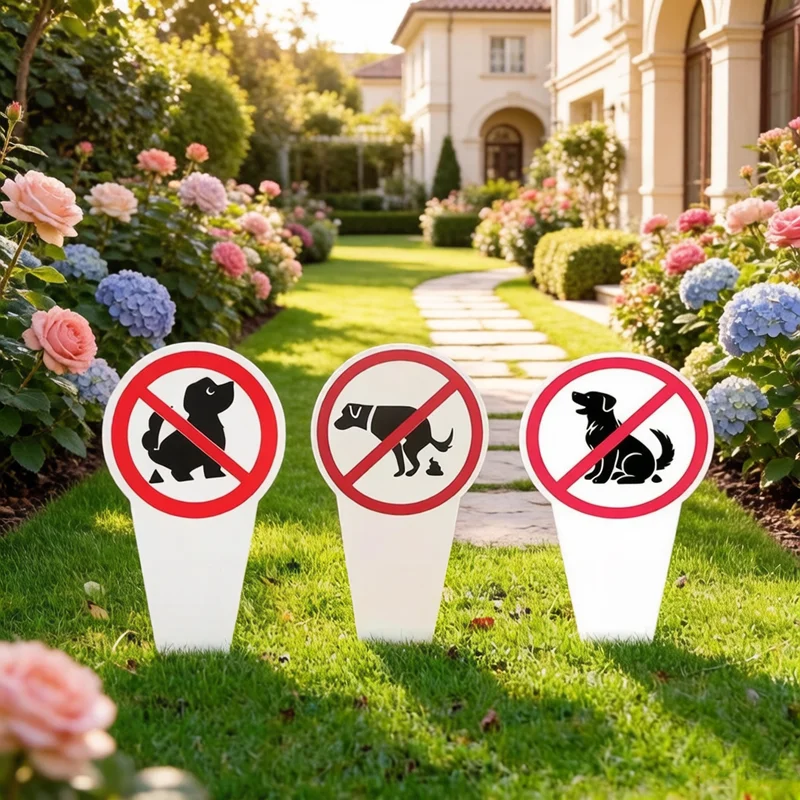 Panneau de jardin en plastique imperméable « Interdiction de crottes de chien » avec piquet de jardin, rappel extérieur pour pelouse et jardin, décoration pour propriétaires d'animaux