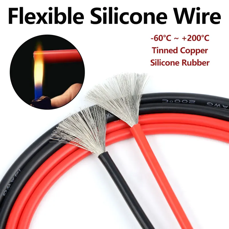 10 m flexibles Silikonkabel, 30/28/26/24/22/20/18/16/14/12/10 AWG, hitzebeständiges, verzinntes Kupfer, Autobatterie-Verkabelungskabel, weiche Drähte