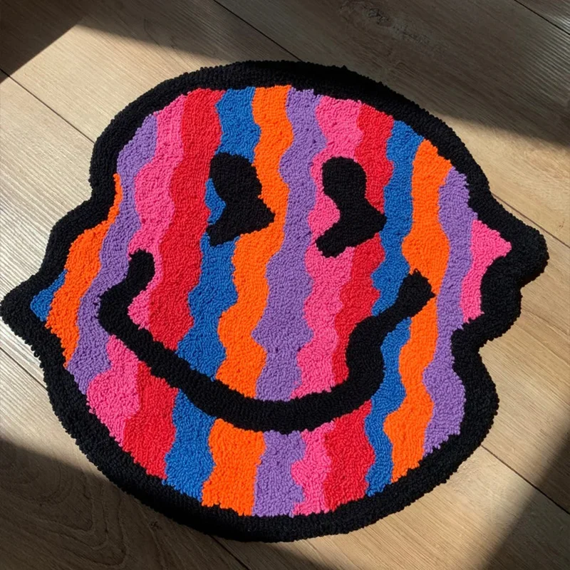 VIKAMA Secret Smile Furry Rug – Wohnzimmer, Schlafzimmer, Wohnbereich, Kleiderschrank, Smile-Embracing Mat, Heimdekoration Image