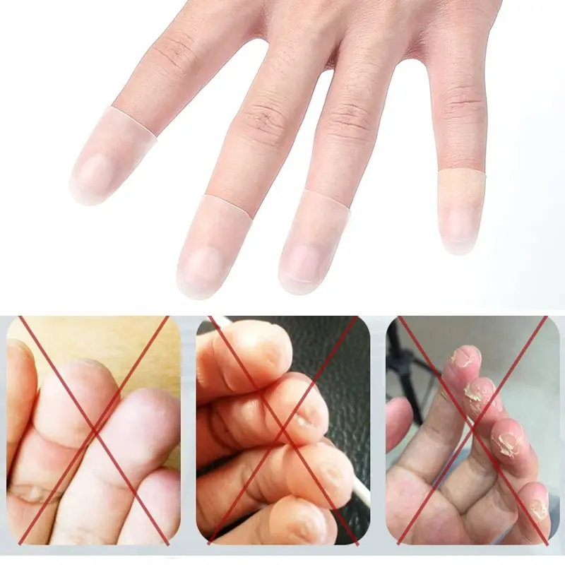 4 Stück Gitarren-Fingerspitzen-Schutz, Silikon-Fingerschutz für Gitarrenzubehör Image