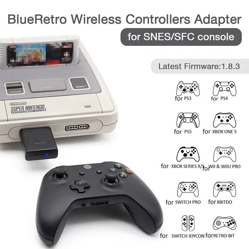 2026 Blueretro Wireless-Controller-Adapter für SNES SFC Konsole, kompatibel mit PS4, PS5, Switch Pro, Switch Joycon, Xbox One S Controller Image