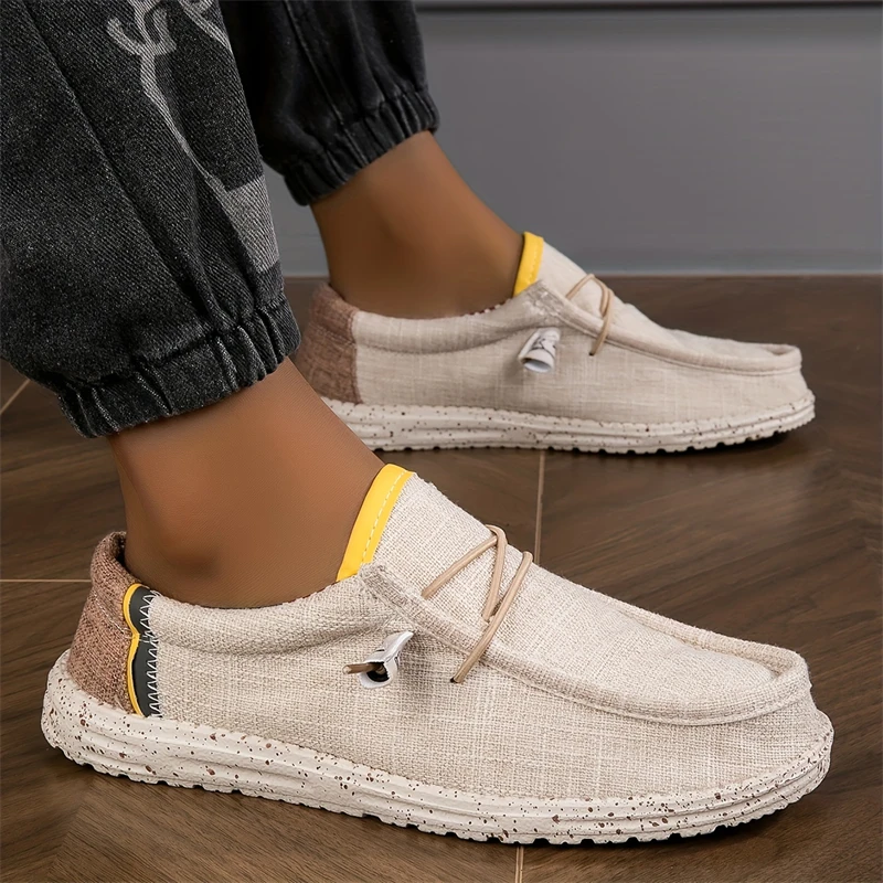 Sommer-Herren-Freizeitschuhe, leichte, atmungsaktive Canvas-Loafer für Herren, flache Schuhe, bequeme Slip-on-Schuhe für Herren, große Größe 48
