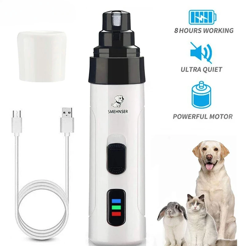 Hunde-Nagelschleifer Schmerzfreie USB-Aufladung Wiederaufladbare Haustier-Nagelschere Leise Elektrische Hunde- und Katzenpfoten-Nagelpflege-Trimmer-Werkzeuge Image