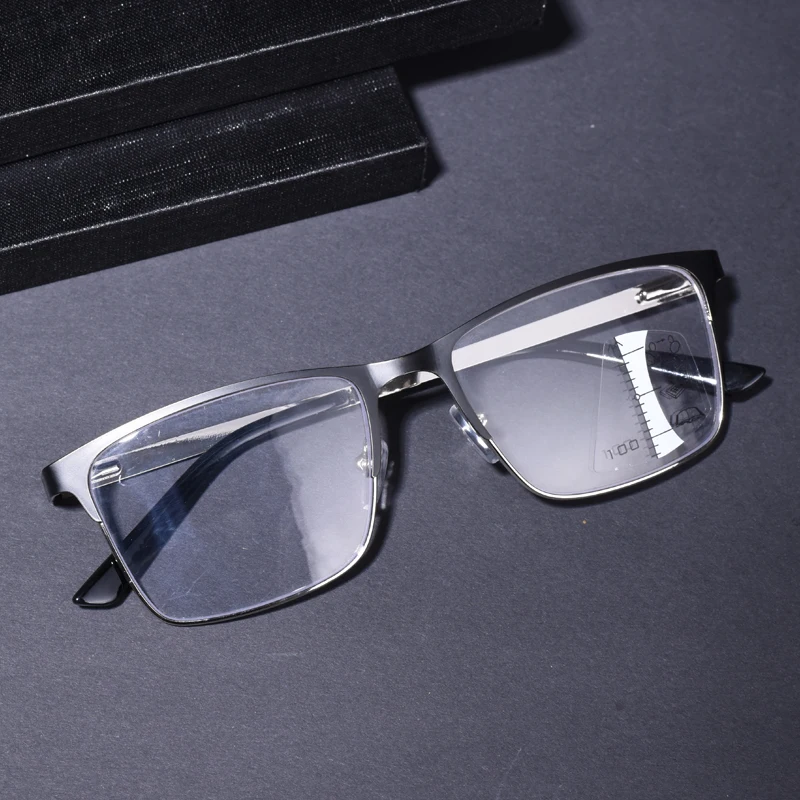 Schwarze Zweifarbige Multifokale Progressive Lesebrille für Männer und Frauen Anti-Blaulicht Presbyopie-Brille Übergroße Quadratische Brille Image