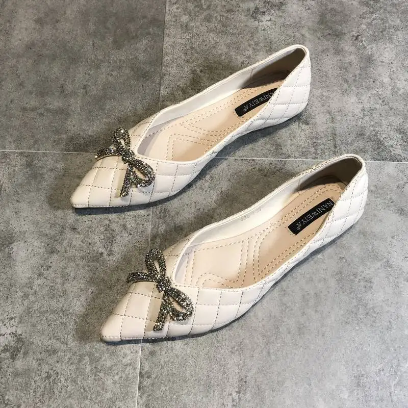 Frauen Wohnungen 2022 Sommer Weibliche Casual Schuhe Tägliche Arbeits Flache Schuhe Große Größe 42 43 44 45 46 Kleine Größe Einfarbig bogen Schwarz