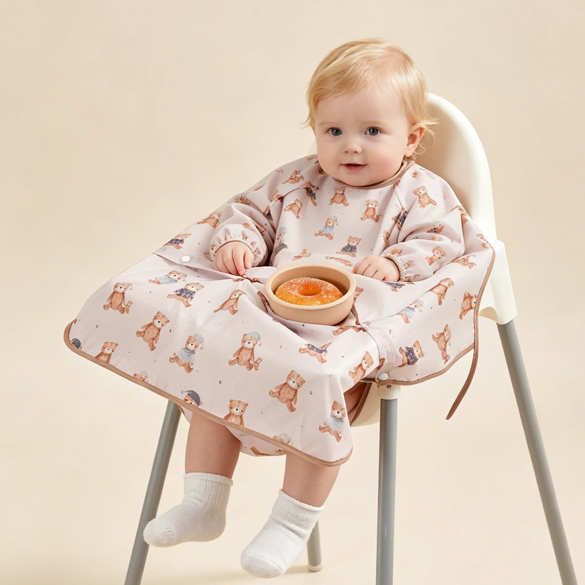 Kangobaby Baby-Lätzchen - Verschmutzungssichere Fütterungslätzchen für Babys - Verstellbar, wasserdicht und mit Befestigung für Hochstuhl/Tisch Image