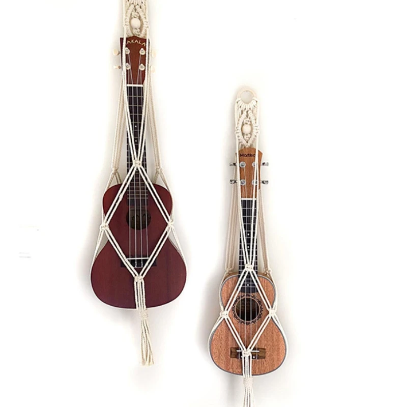 Bohemian Woven Gitarre Wand Hängen Net Gitarre Lagerung Mesh Tasche Bass Ukulele Violine Erhu Halter Gitarre Ständer Instrument Zubehör Image