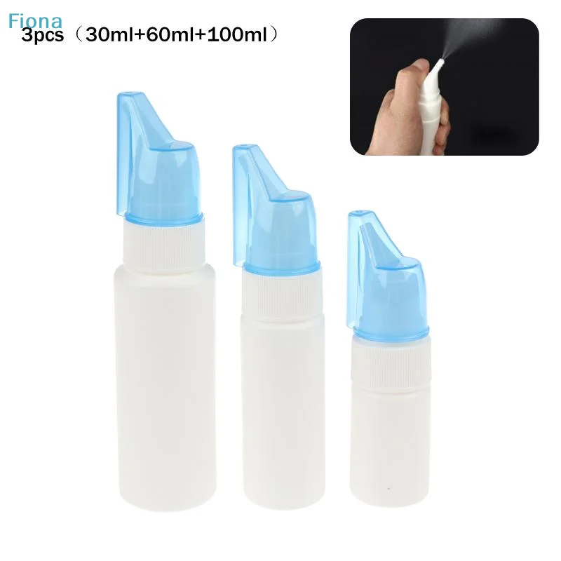  3er-Pack Nasenspray-Flaschen-Set, Leere Nachfüllbare Nasensprühflaschen (30ml/60ml/100ml) für Salzlösung, Nasenpflege & Reisen Image