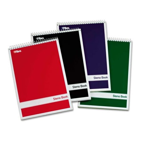 TOPS BUSINESS FORMS 80220 TOPS Steno Book W/Assorted Colored Cvr 80220, 6" x