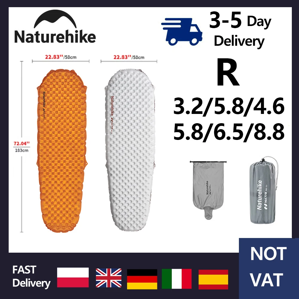 Naturehike 2026 Aufblasbare Campingmatratze R 4.6/5.8/8.8 – Leichte, tragbare Zelt-Isomatte für Outdoor, Reisen, Wandern und Strand Image